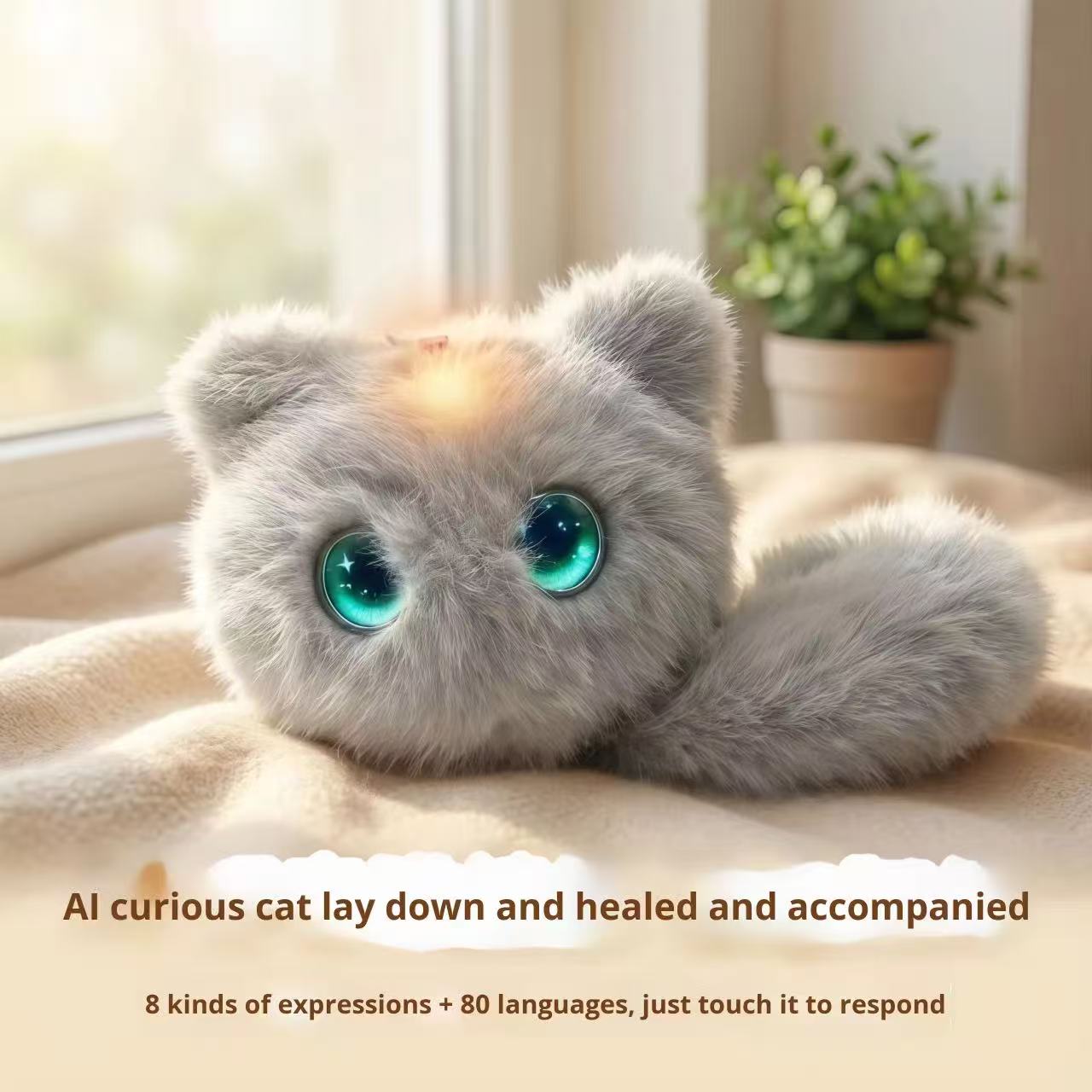 ai interactive cat plush toy smart stuffed animal with expressions