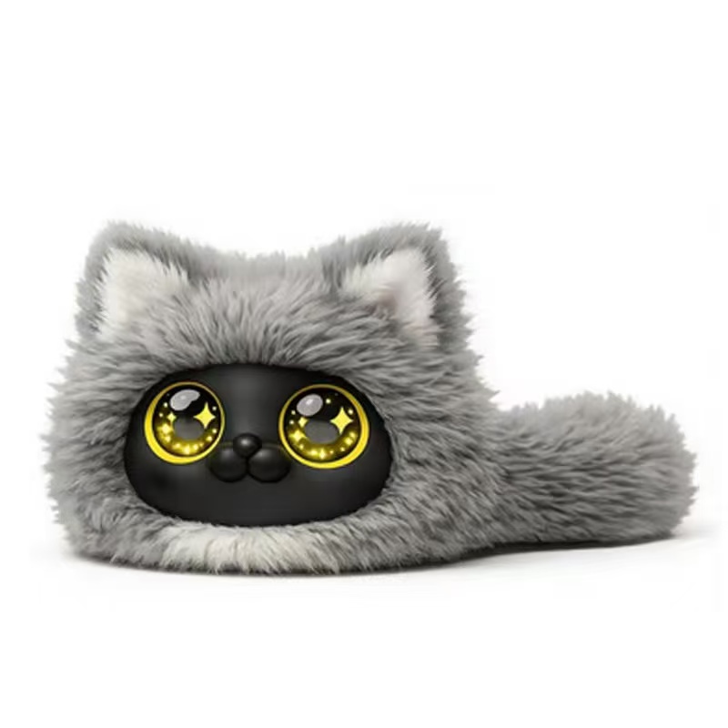 Onyx Grow Grey Cat AI Interactive Plush Toy, Smart Voice Companion Stuffed Animal, Customizable Cat Plush Robot for Kids & Gifts
