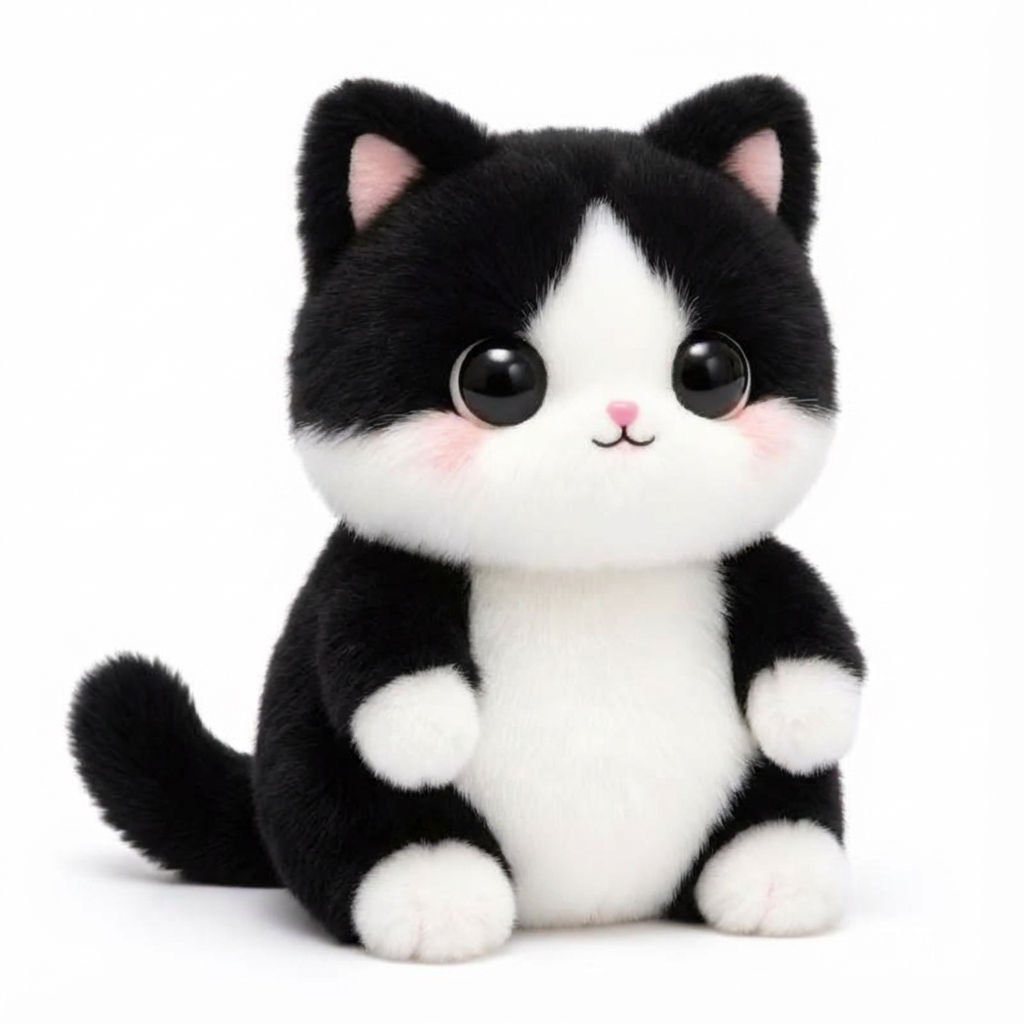 black and white cat plush toy kawaii stuffed animal for wholesale and gift markets