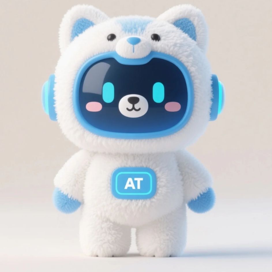 white blue AI robot plush toy smart companion stuffed animal for wholesale and gift markets